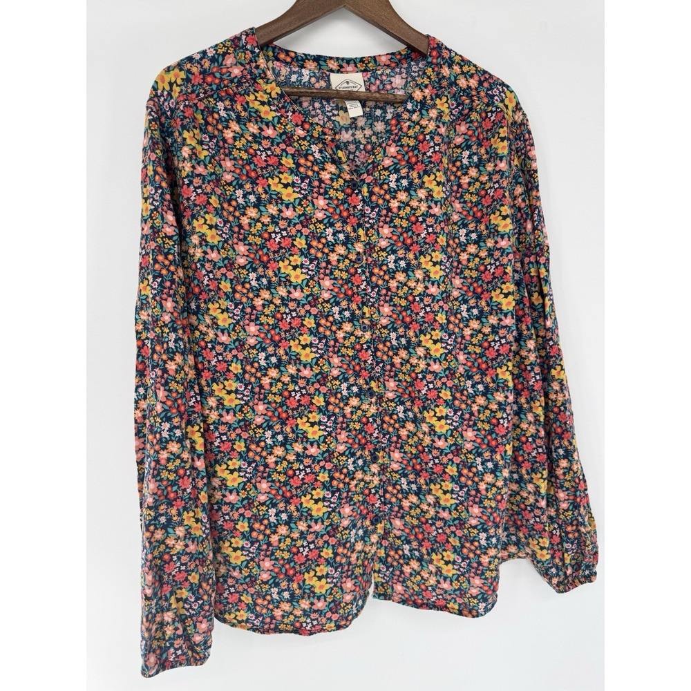 St John's Bay Floral Button Down Blouse Plus 2X Long Sleeve Cottagecore Fairy